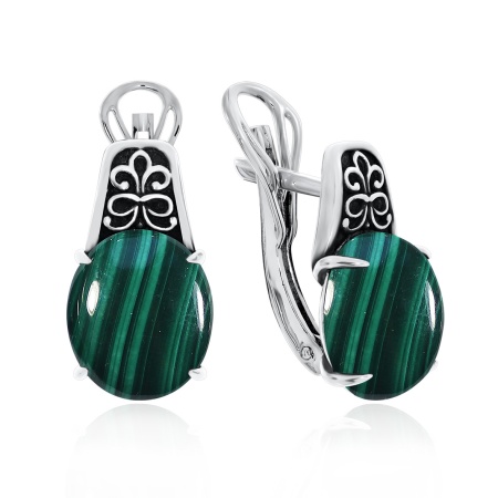 Купить оптом серьги из серебра с малахитами 2310380993 от Krasnoe