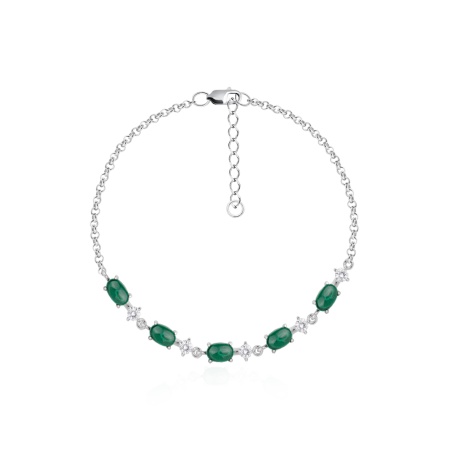 Купить оптом браслет из серебра с фианитами и малахитами 4340386610-19 от Krasnoe