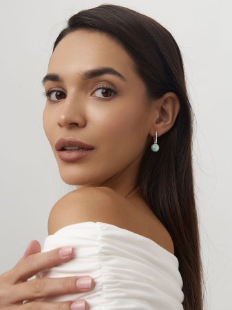 Купить оптом серьги из серебра с амазонитами и фианитами 2340371965л от Krasnoe