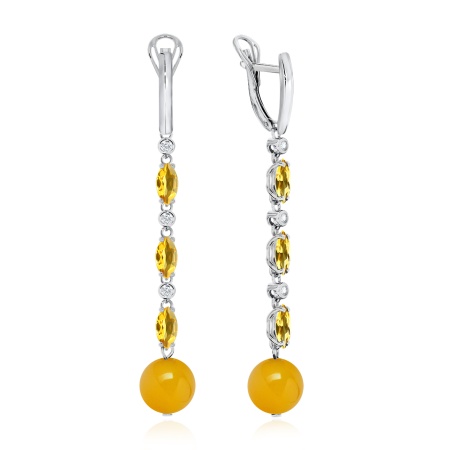 Купить оптом серьги из серебра с агатами, цитринами и фианитами 2340391204л-2-50 от Krasnoe