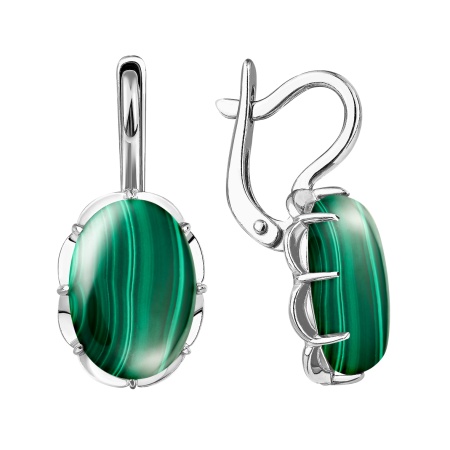 Купить оптом серьги из серебра с малахитами 2340385124 от Krasnoe