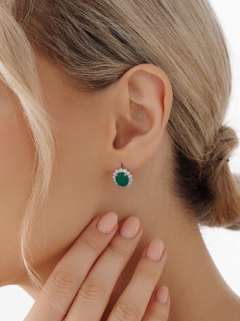 Купить оптом серьги из серебра с агатами и фианитами 2340390189л-60 от Krasnoe