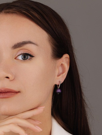 Купить оптом серьги из серебра с чароитами 2340460307-3 от Krasnoe