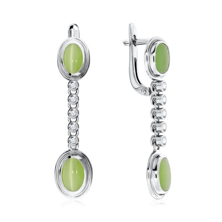 Купить оптом серьги из серебра с кошачий глазами и фианитами 2340260377л-65 от Krasnoe