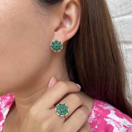 Купить оптом серьги из серебра с агатами и фианитами 2320391804-60 от Krasnoe