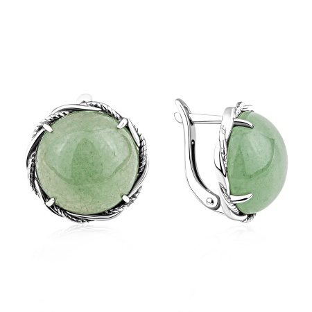 Купить оптом серьги из серебра с авантюринами 2340365042-1 от Krasnoe