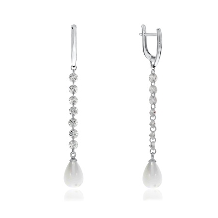 Купить оптом серьги из серебра с жемчугами и фианитами 2340240613-1 от Krasnoe