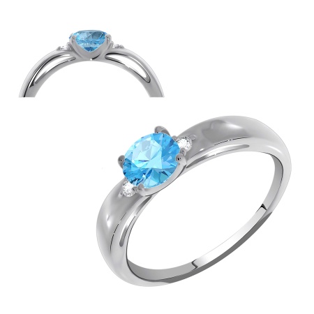 Купить оптом кольцо из серебра с топазом и фианитами 1340700259-73 от Krasnoe