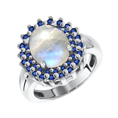 Купить оптом кольцо из серебра с лунным камнем и ситаллами 1340930150л-80 от Krasnoe