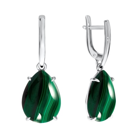 Купить оптом серьги из серебра с малахитами 2340380500 от Krasnoe