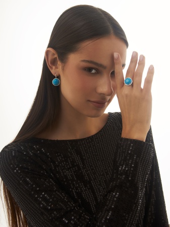 Купить оптом серьги из серебра с бирюзой 2340Б25179 от Krasnoe