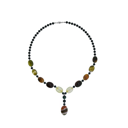 Купить оптом колье из серебра с агатами и малахитами 8340396134 от Krasnoe