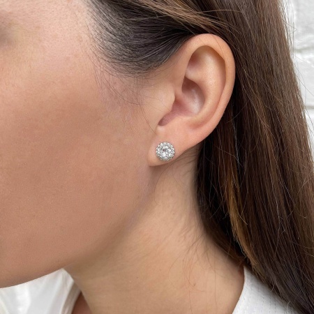 Купить оптом пусеты из серебра с фианитами 2340201874л от Krasnoe