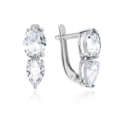 Купить оптом серьги из серебра с фианитами 2340200598 от Krasnoe