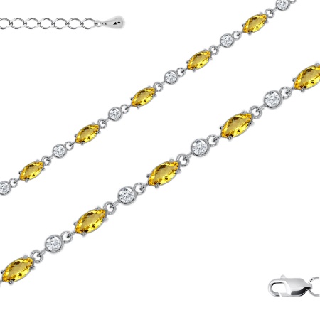 Купить оптом браслет из серебра с цитринами и фианитами 4340852510л-20 от Krasnoe