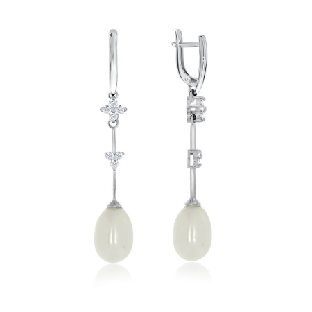 Купить оптом серьги из серебра с жемчугами и фианитами 2340050737 от Krasnoe