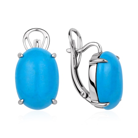Купить оптом серьги из серебра с бирюзой 2340Б26385-1 от Krasnoe