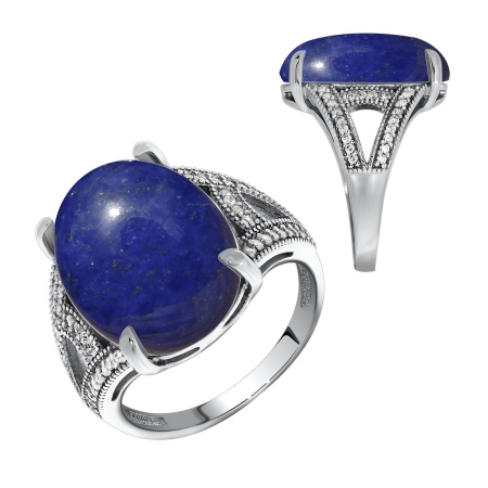 Купить оптом кольцо из серебра с лазуритом и фианитами 1340473537л от Krasnoe