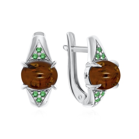 Купить оптом серьги из серебра с янтарёмсо шпинелью 2340860372-57-1 от Krasnoe