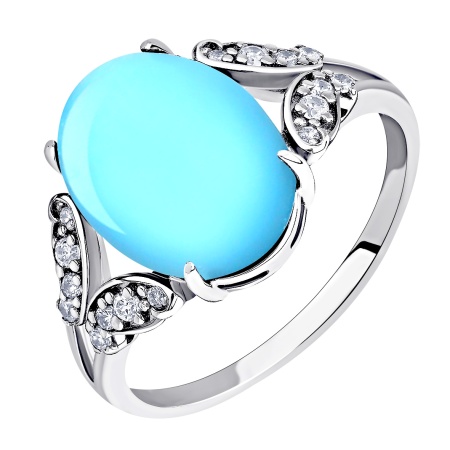 Купить оптом кольцо из серебра с бирюзой и фианитами 1340315099л от Krasnoe