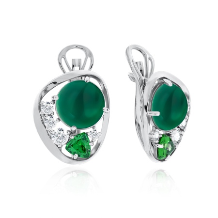 Купить оптом серьги из серебра с агатами и фианитами 2340391170-60 от Krasnoe