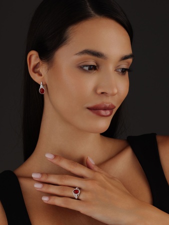 Купить оптом серьги из серебра с агатами и фианитами 2340390182л-32 от Krasnoe