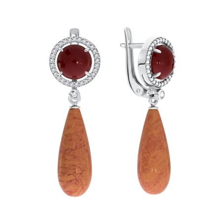Купить оптом серьги из серебра с кораллами и фианитами 2340280342л от Krasnoe
