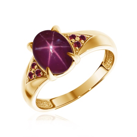 Купить оптом кольцо из серебра с рубином звездчатым и ситаллами 1320940372л-37 от Krasnoe