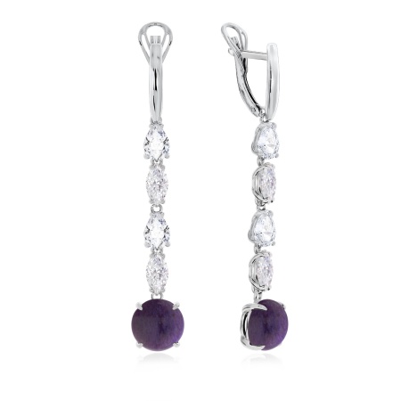 Купить оптом серьги из серебра с чароитами и фианитами 2340461205-1 от Krasnoe