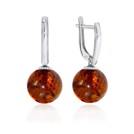 Купить оптом серьги из серебра с янтарём 2340480833 от Krasnoe