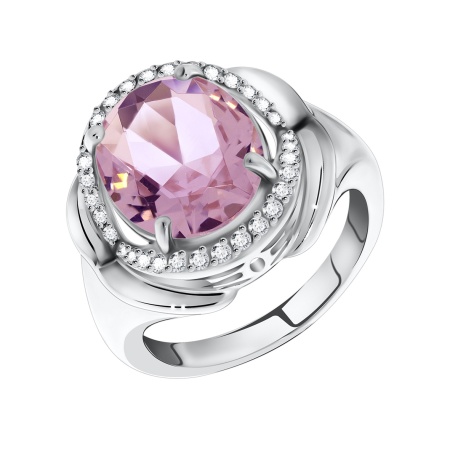 Купить оптом кольцо из серебра с наноморганитом и фианитами 1340880140-36 от Krasnoe