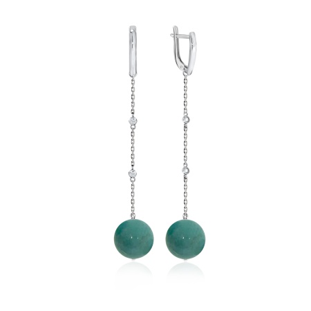 Купить оптом серьги из серебра с амазонитами и фианитами 2340370854л от Krasnoe