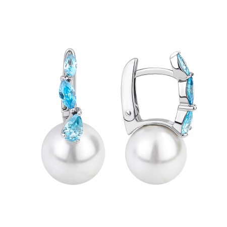 Купить оптом серьги из серебра с жемчугами и фианитами 2340241578-70 от Krasnoe