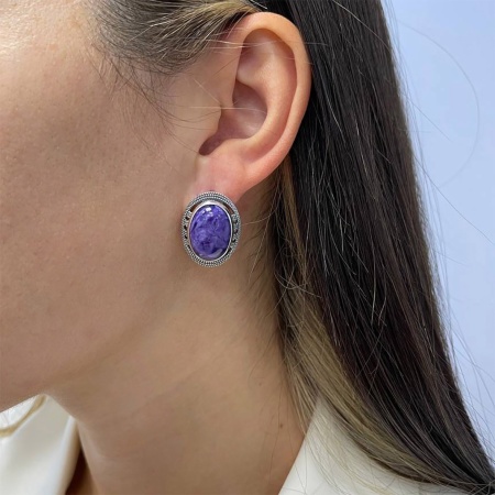 Купить оптом серьги из серебра с чароитами 2310460981 от Krasnoe