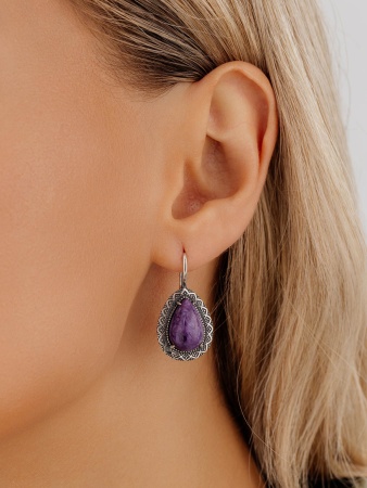 Купить оптом серьги из серебра с чароитами 2310465062 от Krasnoe