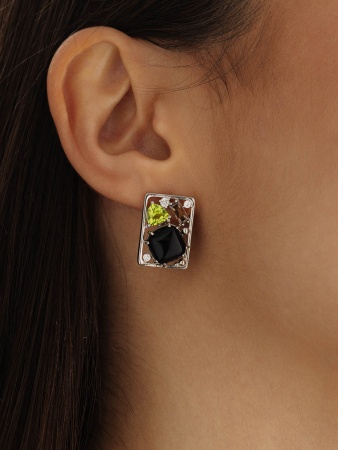 Купить оптом серьги из серебра с агатами, ситаллами и фианитами 2340391177-20 от Krasnoe