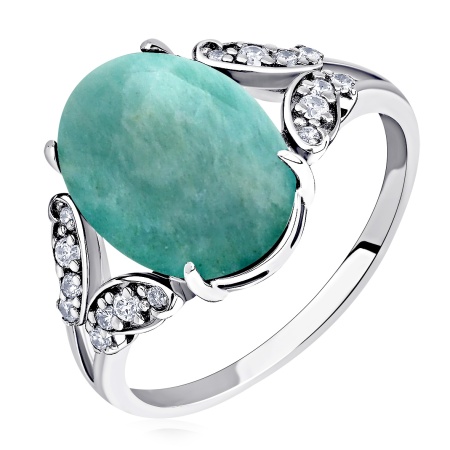 Купить оптом кольцо из серебра с амазонитом и фианитами 1340375099л от Krasnoe
