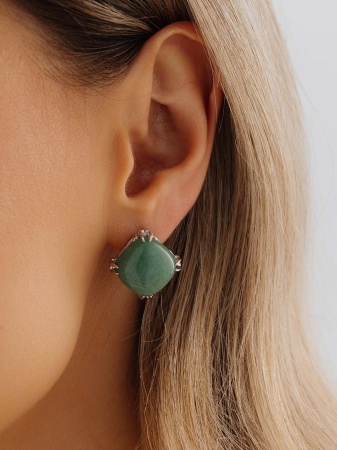 Купить оптом серьги из серебра с авантюринами 2340361861-1 от Krasnoe