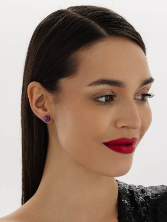 Купить оптом пусеты из серебра с чароитами П340462680 от Krasnoe