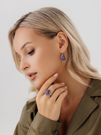 Купить оптом серьги из серебра с чароитами 2310465062 от Krasnoe