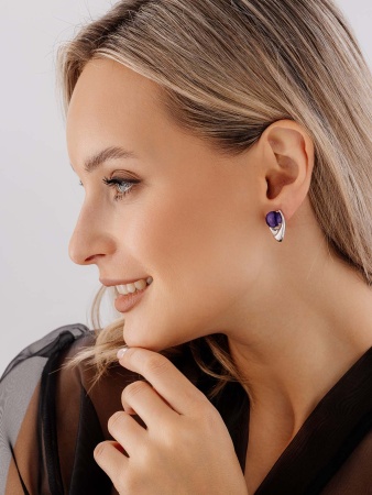 Купить оптом серьги из серебра с чароитами 2340462360 от Krasnoe