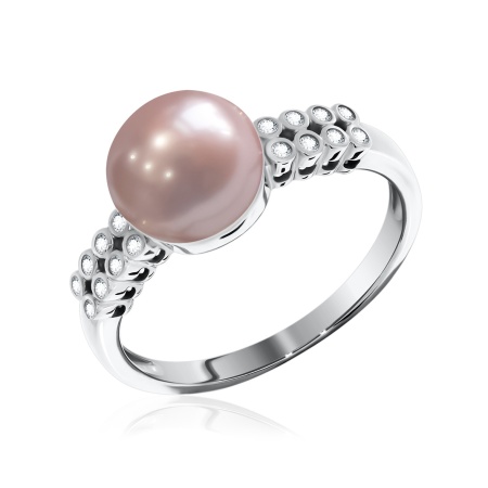 Купить оптом кольцо из серебра с жемчугом и фианитами 1340050805л-30 от Krasnoe
