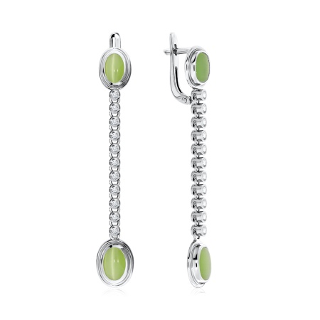 Купить оптом серьги из серебра с кошачий глазами и фианитами 2340260377л-1-65 от Krasnoe