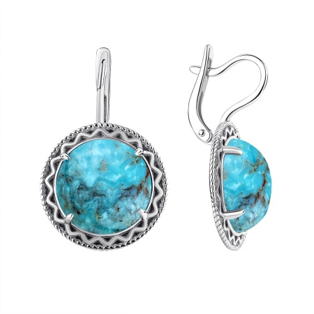 Купить оптом серьги из серебра с бирюзой 2340311999 от Krasnoe
