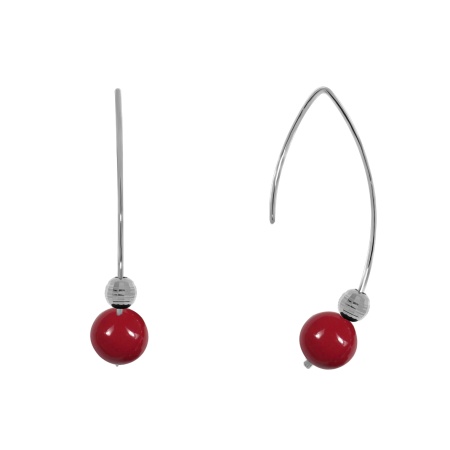 Купить оптом серьги из серебра с кораллами 2340281068 от Krasnoe