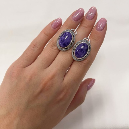 Купить оптом серьги из серебра с чароитами 2310460981 от Krasnoe