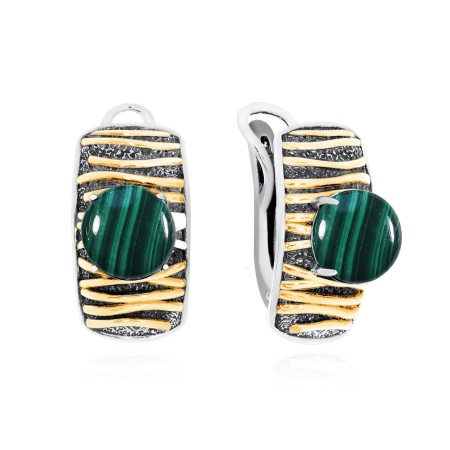 Купить оптом серьги из серебра с малахитами 2317381752 от Krasnoe