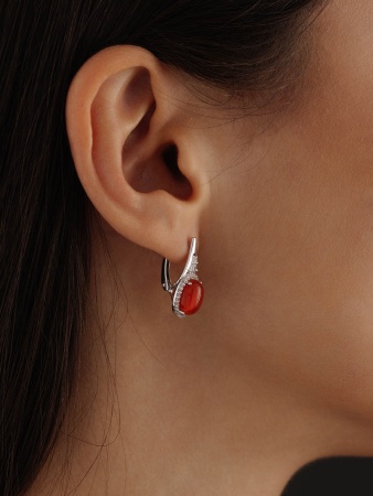 Купить оптом серьги из серебра с агатами и фианитами 2340390182л-32 от Krasnoe