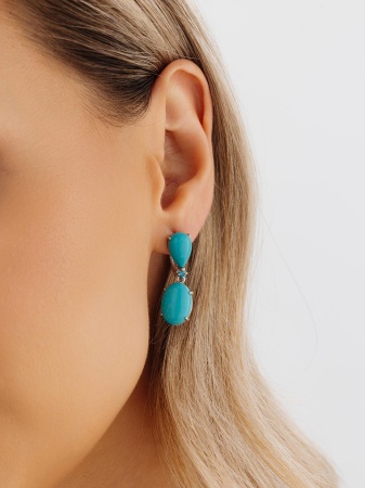 Купить оптом серьги из серебра с ситаллами и бирюзой 2340311434-78 от Krasnoe