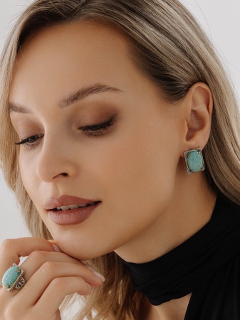 Купить оптом серьги из серебра с амазонитами 2317375797 от Krasnoe